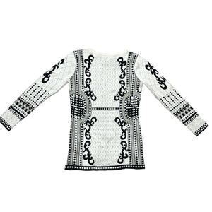 Bacci Long Sleeve Soft Stretch Knit Sweater Dress Cream and Black Size Small